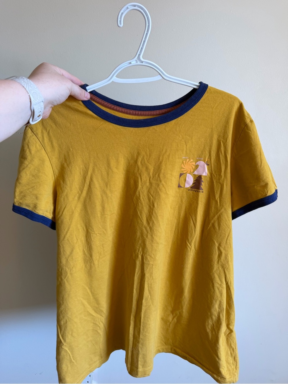 Patagonia Mustard Short-Sleeve Ringer Tee with Navy Trim